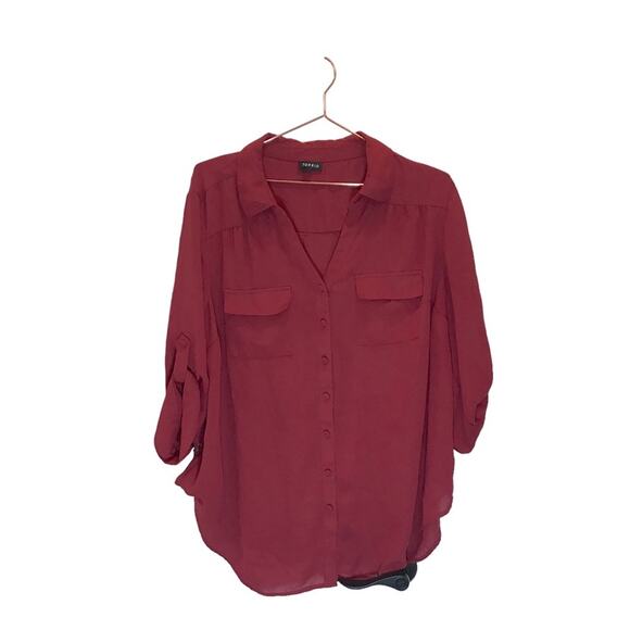 Torrid Button-Up V-Neck 3/4 Sleeve Blouse - Size 1 - Picture 1 of 8